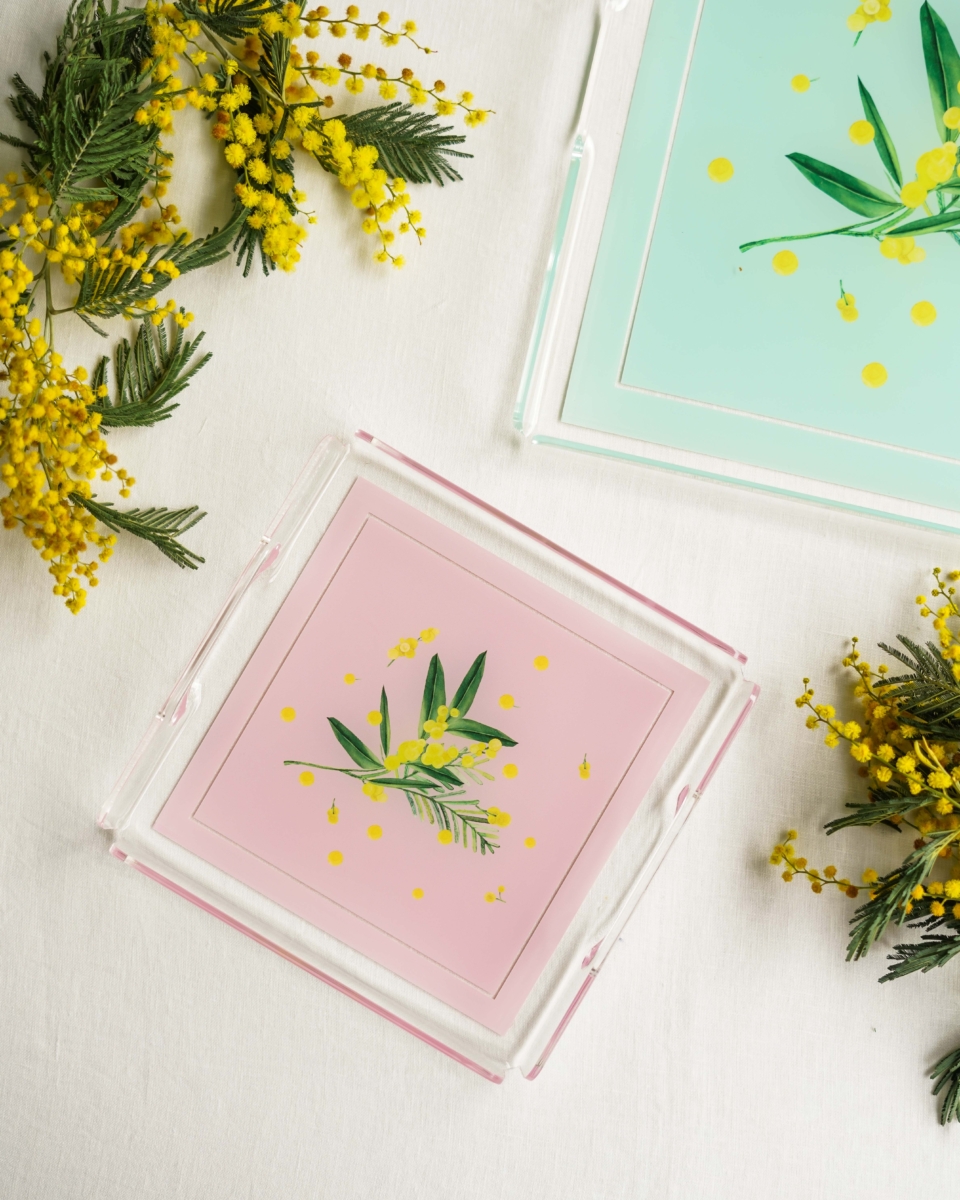 Fleur De Mimosa Collection Kare Küçük Tepsi