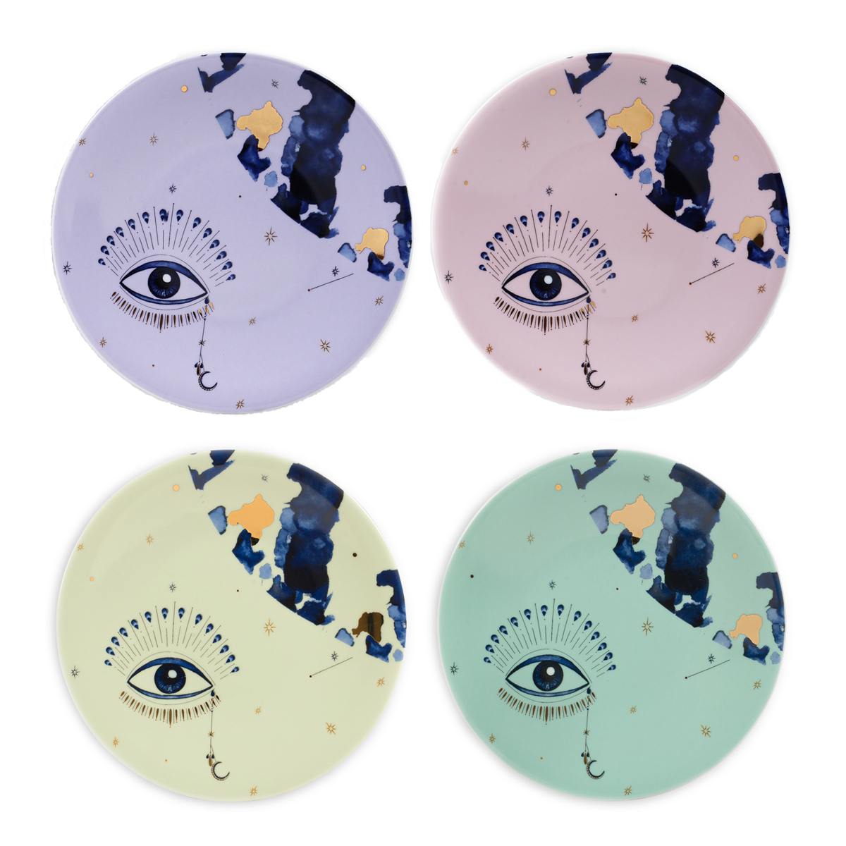 Spirit Eye Collection Colorblock 4’lü Tatlı Tabağı / Hediye Kutulu